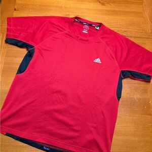 Adidas Men's Red and Black Short Sleeve Tee